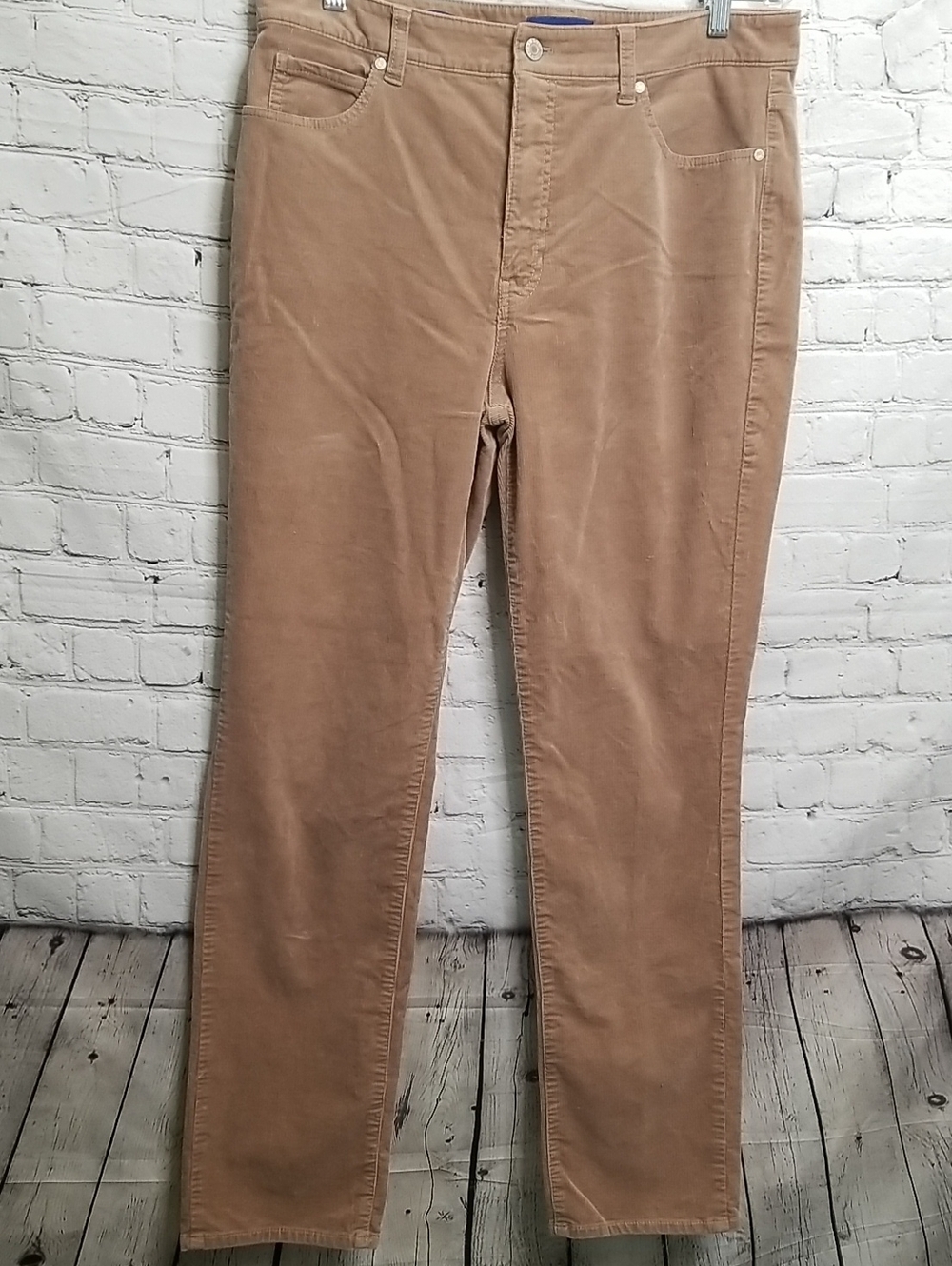 Talbots Tan Corduroy Jeans Size 12 High Waist Straight Leg HD4829